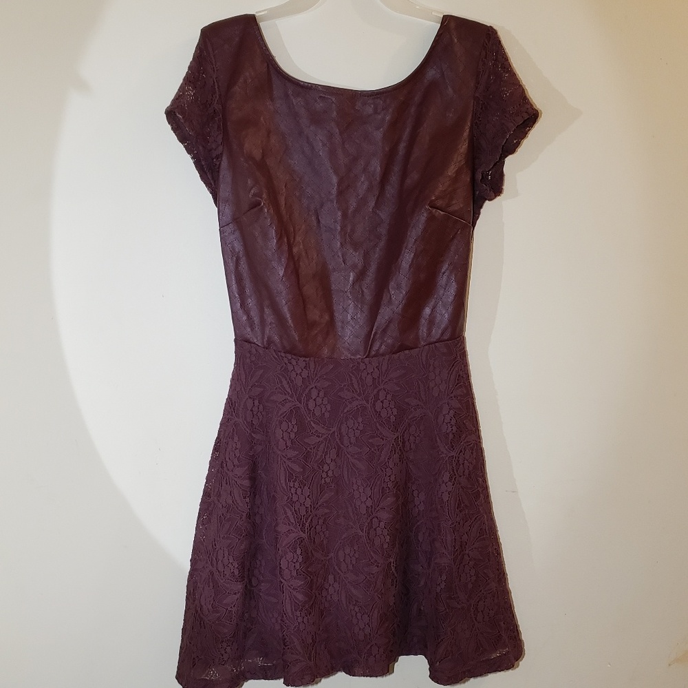 2 for $20 💖Juniors Plum Lace & Leather Dress NWOT